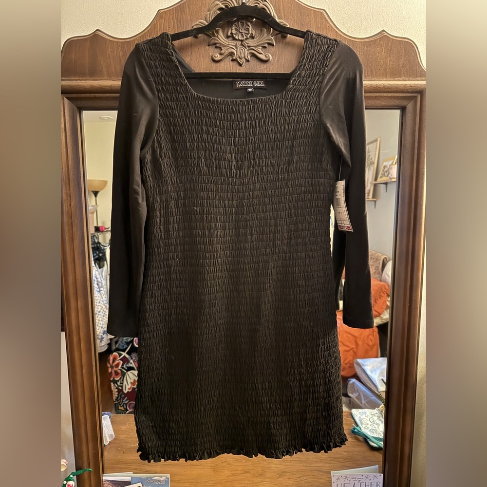 Trixxi Girl Smocked Black Long Sleeve Dress NWT XL